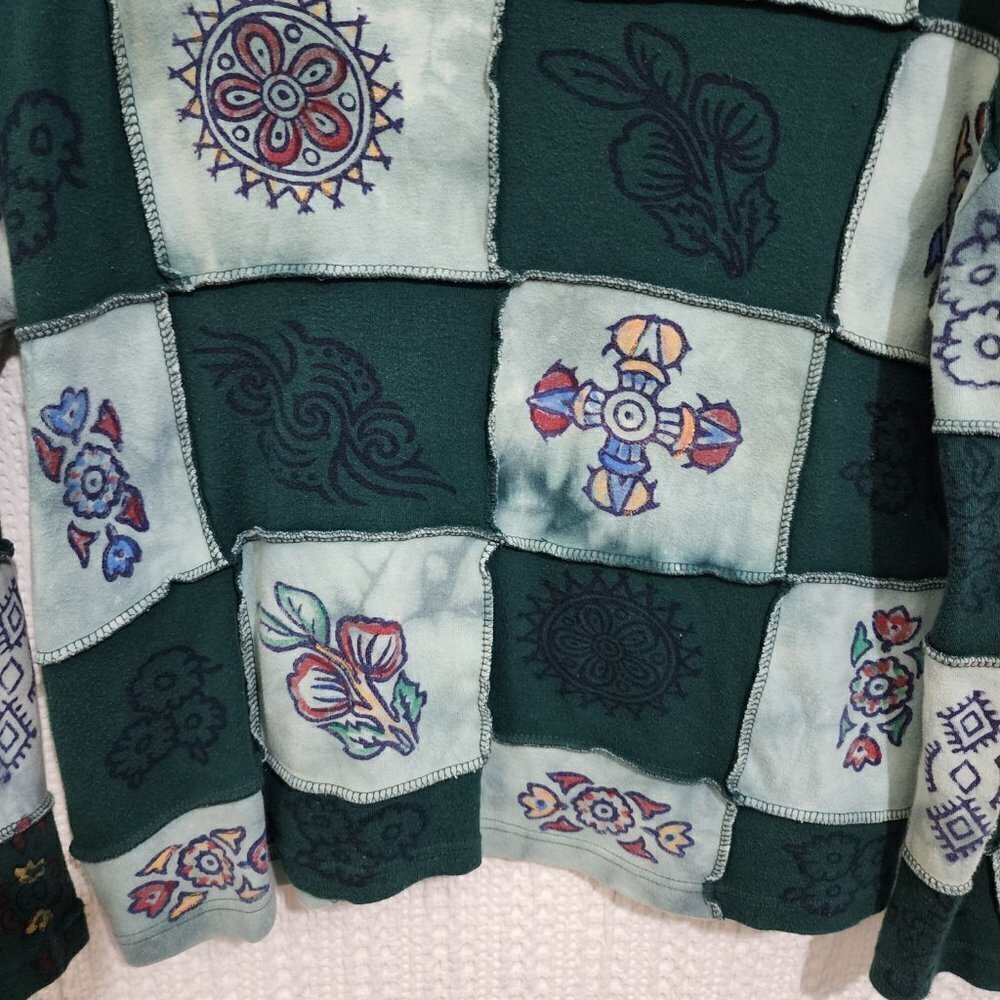 Vintage Y2K Lizzie Mcguire Inspired Patchwork Long Sleeve Boxy Crop Top X-Large - Picture 6 of 15